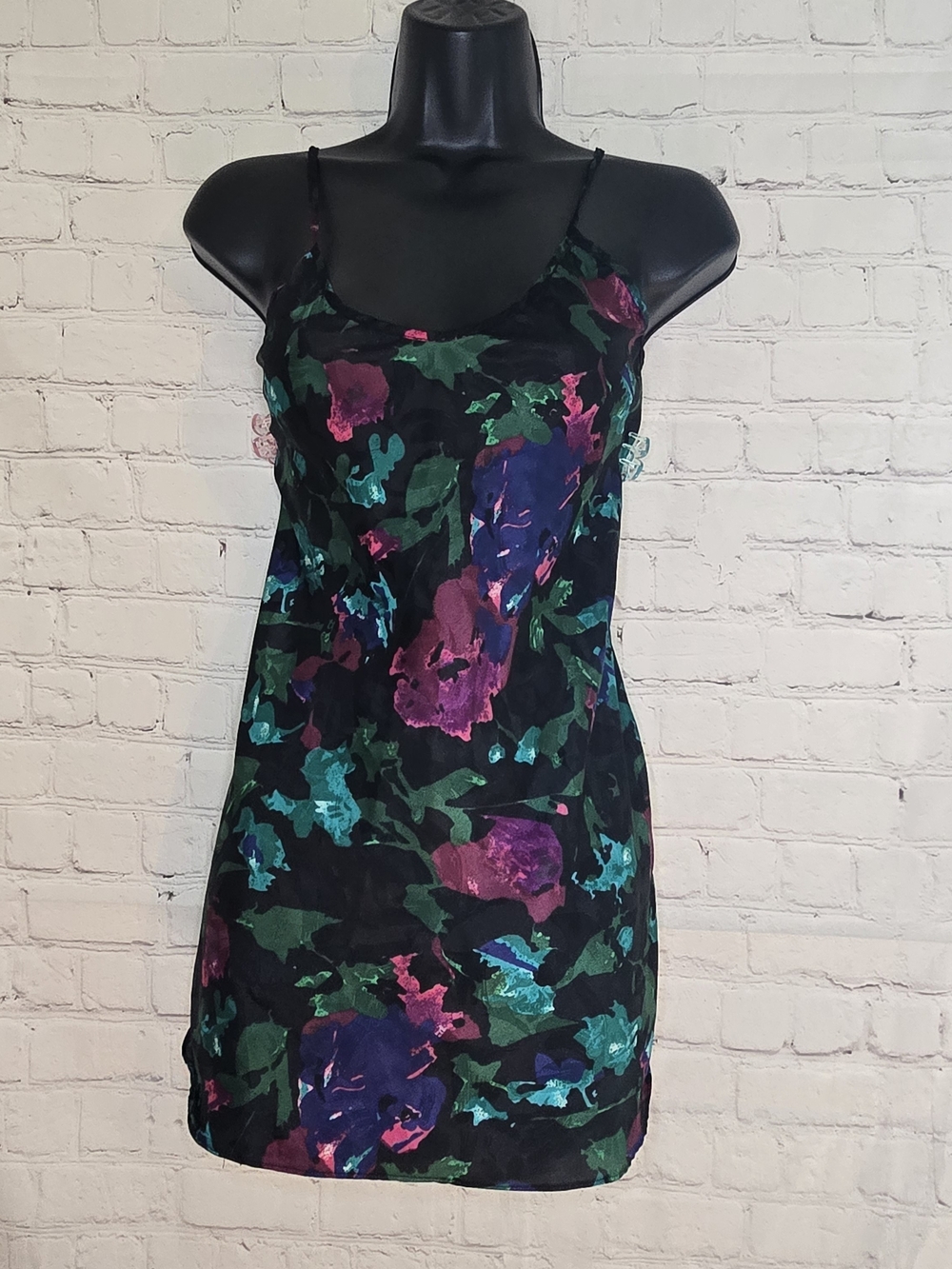 L.A. Intimates Slip Dress‎ Moody Floral Liquid Satin Slip Lingerie Y2K Sexy Sz L